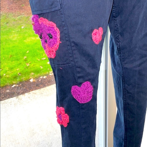 Women’s UPCYCLED HAND CRAFTED GRANNY SQUARES Sz 14 EUC OLD NAVY ROCKSTAR - Picture 2 of 16